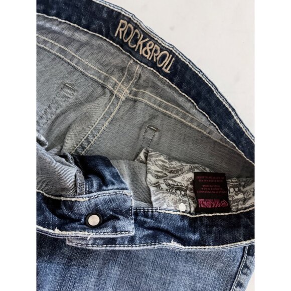 Rock & Roll Denim Jeans Womens 32x33 Straight Bootcut Western Cowgirl Rodeo - Picture 3 of 11